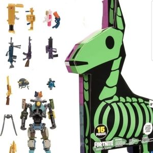 Fortnite Supply Llama 15 Pieces With Exclusive 4" Figure Back Bling Weapons NEW
